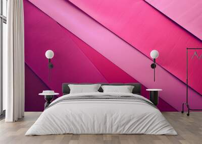 A background of pink and purple paper, arranged in diagonal lines. The color scheme is bright and vibrant, creating an elegant atmosphere with minimalistic design elements.  Wall mural