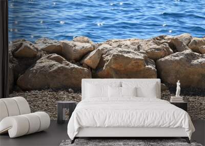 Adriatic sea coast in summer with rocks and water Wall mural