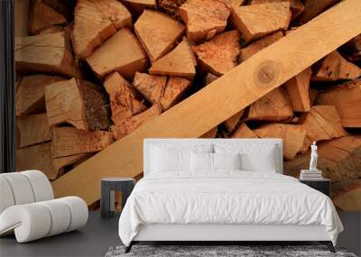 Wood for burning in the fireplace Wall mural