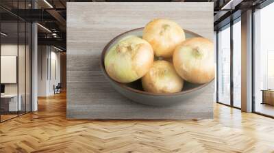 Authentic Sweet Southern White Onions On A Ceramic Bowl Wall mural