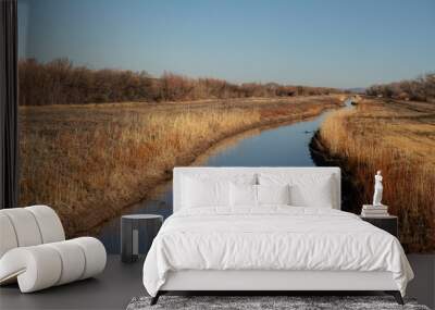 landscape with lake and blue sky Wall mural