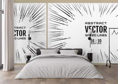 Set speed line on white background. Festive illustration with effect power explosion. Element of design. Vector Wall mural