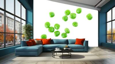 Fresh green peas on a white background, top view. Wall mural