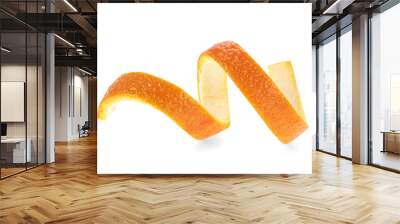 Fresh orange skin isolated on a white background Wall mural