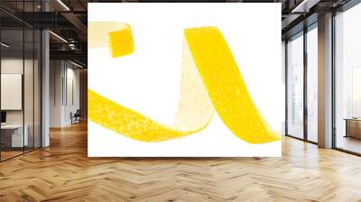 Lemon fresh zest isolated on a white background. Citrus peel. Skin of lemon fruit. Wall mural