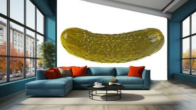 Marinated pickled cucumber isolated on white background Wall mural