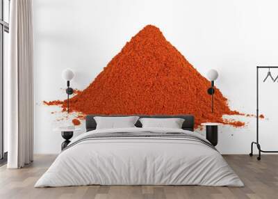 Pile of red paprika on a white background Wall mural