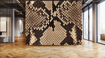 Texture of brown snake skin. Leather surface with python skin texture. Wall mural