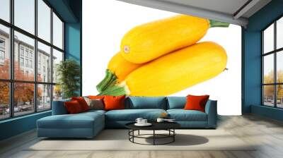 Three yellow zucchini isolated on a white background. Yellow courgettes. Yellow squash. Wall mural