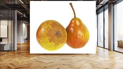 Two pear fruits isolated on a white background Wall mural