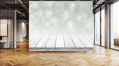 Empty white table with abstract christmas background Wall mural