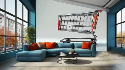 Shopping cart full of household goods, black friday concept Wall mural