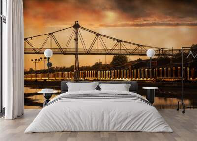 bridge at sunset Wall mural