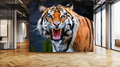 growling orange tiger, showing teeth Wall mural