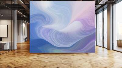 background graphic with abstract waves design with pastel violet, steel blue and silver color Wall mural