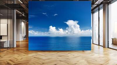 Blue Sky with White Clouds Over the Ocean Wall mural