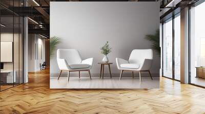 Two White Chairs in a Minimalist Room Wall mural