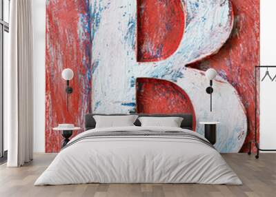 Wooden alphabet letter B Wall mural