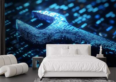 Digital Wrench - Concept of Technology Repair, Troubleshooting, and Maintenance. Wall mural