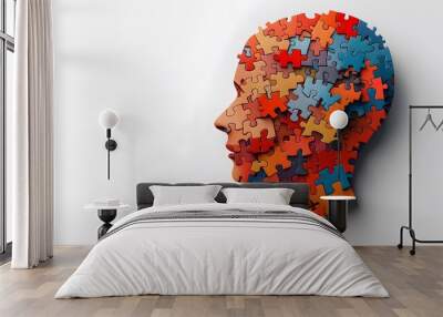 Human Head Puzzle Pieces    Concept of Thinking and  Problem Solving Wall mural