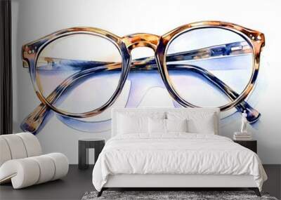 Watercolor Illustration of Stylish Eyeglasses with Tortoise Shell Frame Wall mural