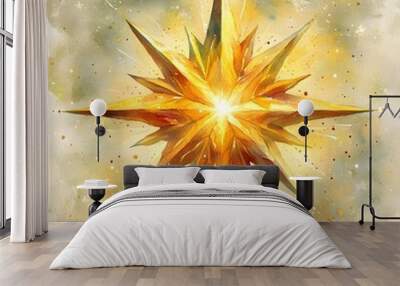 Watercolor Star of Bethlehem. Wall mural