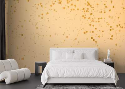 champagne golden bubbles inside a flute, gold background effect Wall mural