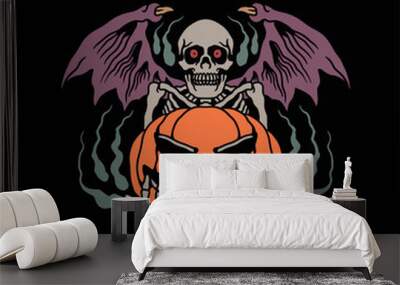 halloween skeleton illustration vector design Wall mural