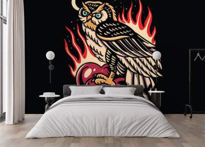 owl tattoo illustration vector design Wall mural