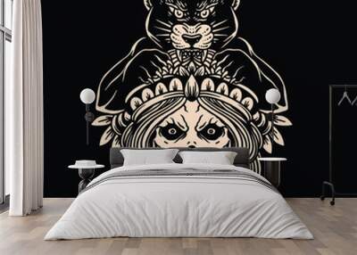 panther tattoo illustration vector design Wall mural