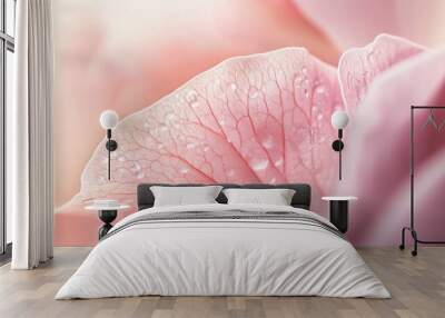 Delicate Rose Petal with Dew Drops Wall mural