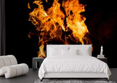 Flame of fire on a black background Wall mural