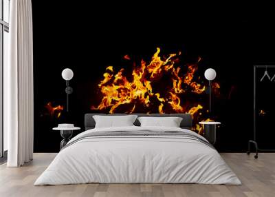 Flame of fire on a black background Wall mural