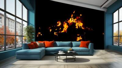 Flame of fire on a black background Wall mural