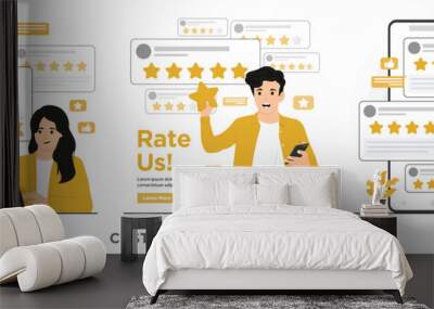 Flat vector customer review feedback concept illustration Wall mural