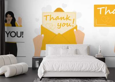 Flat vector thank you concept illustration Wall mural