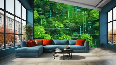 Forest showcasing plants digital elements 4 Wall mural