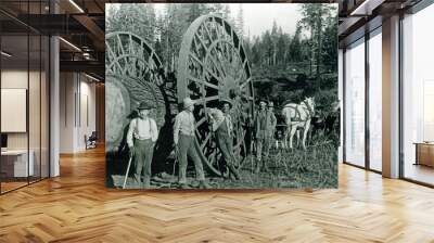 Antique 1895 Logging Occupation California Photo Wall mural