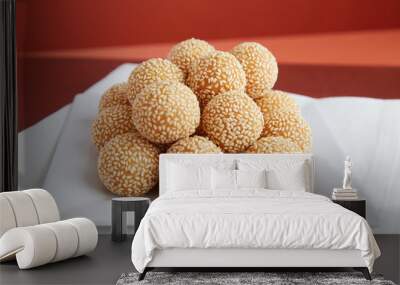 A classic Chinese dessert of sesame seed balls Wall mural