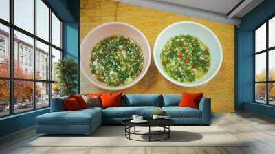 Thai seafood dipping sauce in two bowl Wall mural