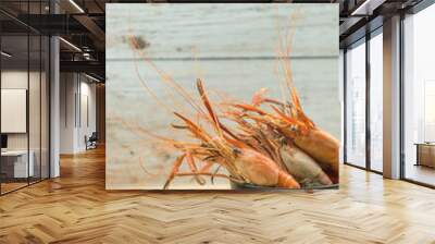 The steam cooked of fresh water prawn, Close up Wall mural