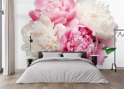 Pink peony flower isolated on white background Wall mural