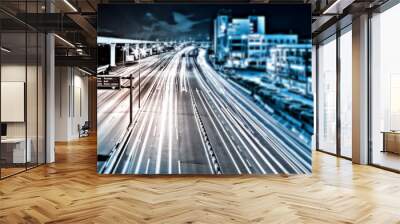 Light trails on the street in kuala lumpur, Malaysia Wall mural