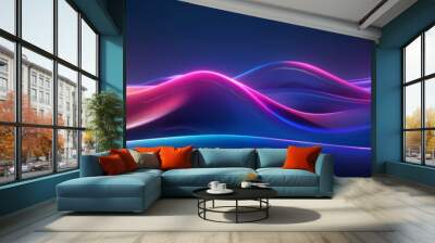 3d rendering abstract background of colorful neon wavy line glowing in the dark modern simple wallpaper Wall mural