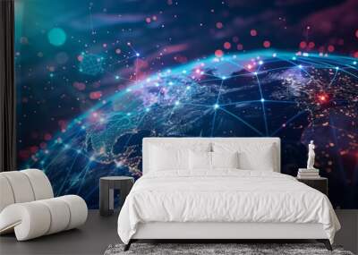 World cyber future innovation technology in digital space metaverse 3D rendering background, smart strategy business startup Wall mural