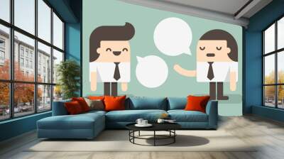 two businessmen discussing with speech bubble. concept of commun Wall mural