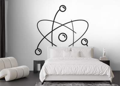 Atom illustration. Flat and isolated on white background. Outline thin line icon. Wall mural