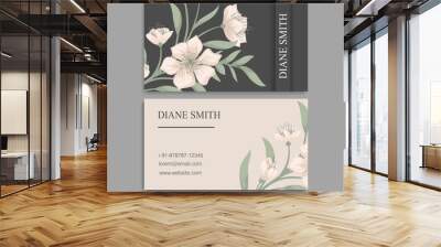 Vintage business and visiting card with floral pattern. Vector illustration Wall mural