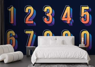 Vector creative color 3D geometry shapes' numerals. font alphabet vector illustrations. Wall mural