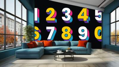 Vector creative color 3D geometry shapes' numerals. font alphabet vector illustrations. Wall mural